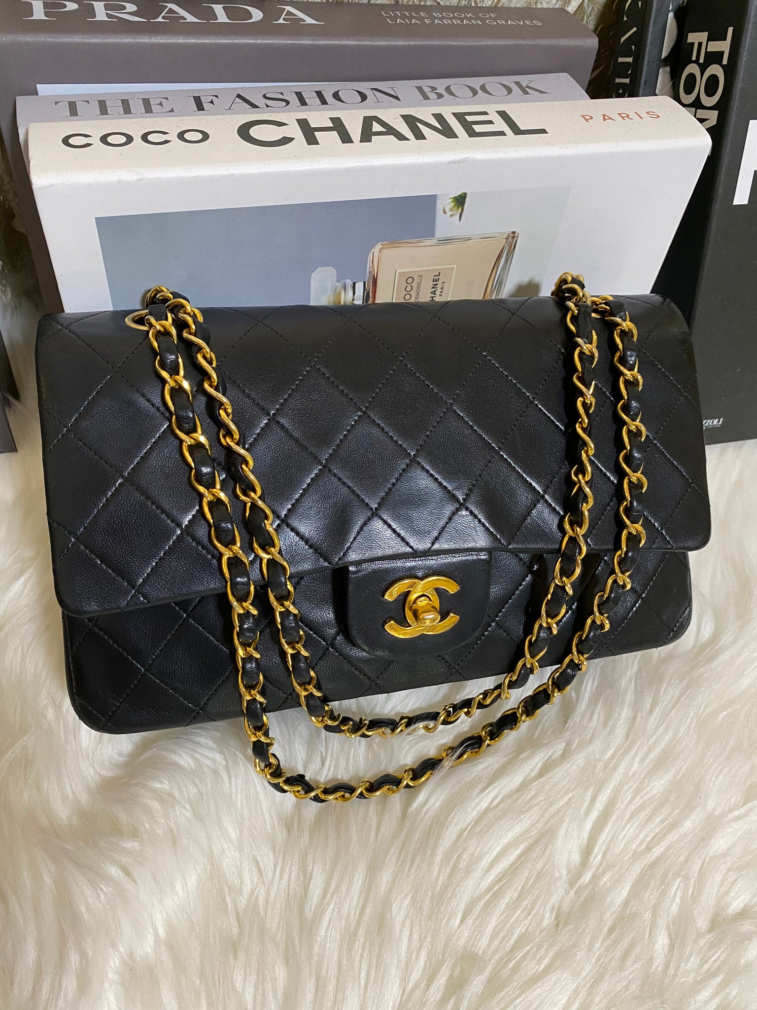 Chanel Vintage White Lambskin Leather Strap Small Classic Flap Bag 24k   EYECATCHERSLUXE